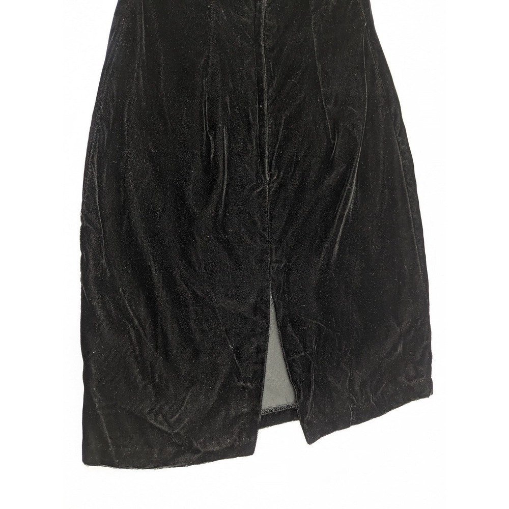 Jessica McClintock Gunne Sax 7/8 Black Velvet Gold Applique Halter Mini Dress 90 - Picture 8 of 11